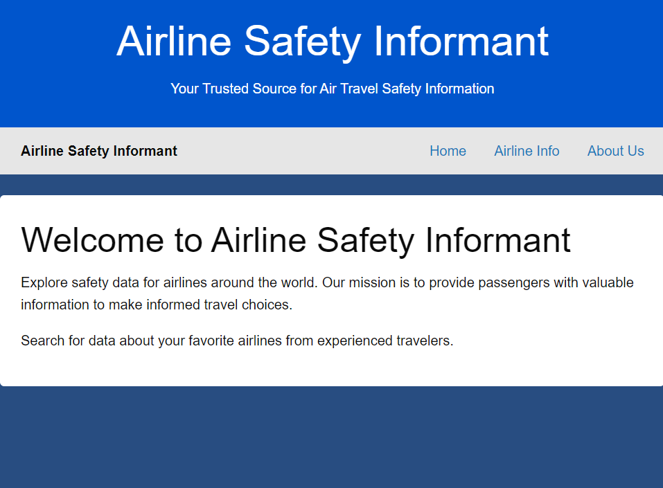 Cover for the Airline Safety Informant Project